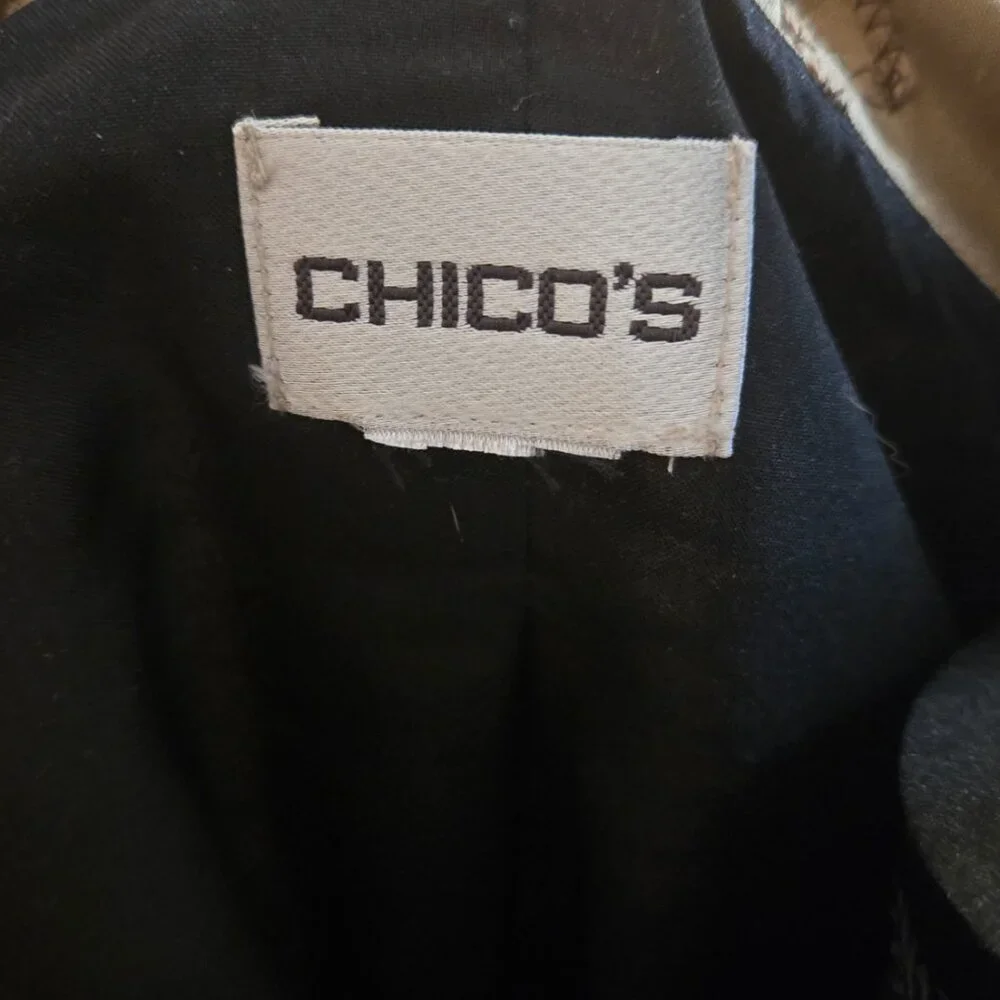 Chico's Gold/Tan Light Weight Jacket/Blazer w/Shoulder Pads- No size tag- EUC - Picture 3 of 4